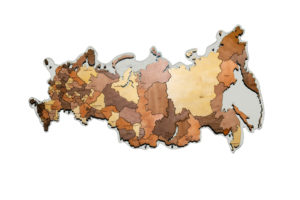 Многоуровневая карта России из дерева на стену «Quiet Place» c толщинами: 4мм, 6мм, 8мм.