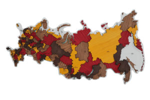 Многоуровневая карта России из дерева на стену «Teak Tree» c толщинами: 4мм, 6мм, 8мм.