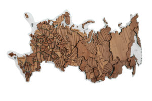 Многоуровневая карта России из дерева на стену «Oak Bark» c толщинами: 4мм, 6мм, 8мм.